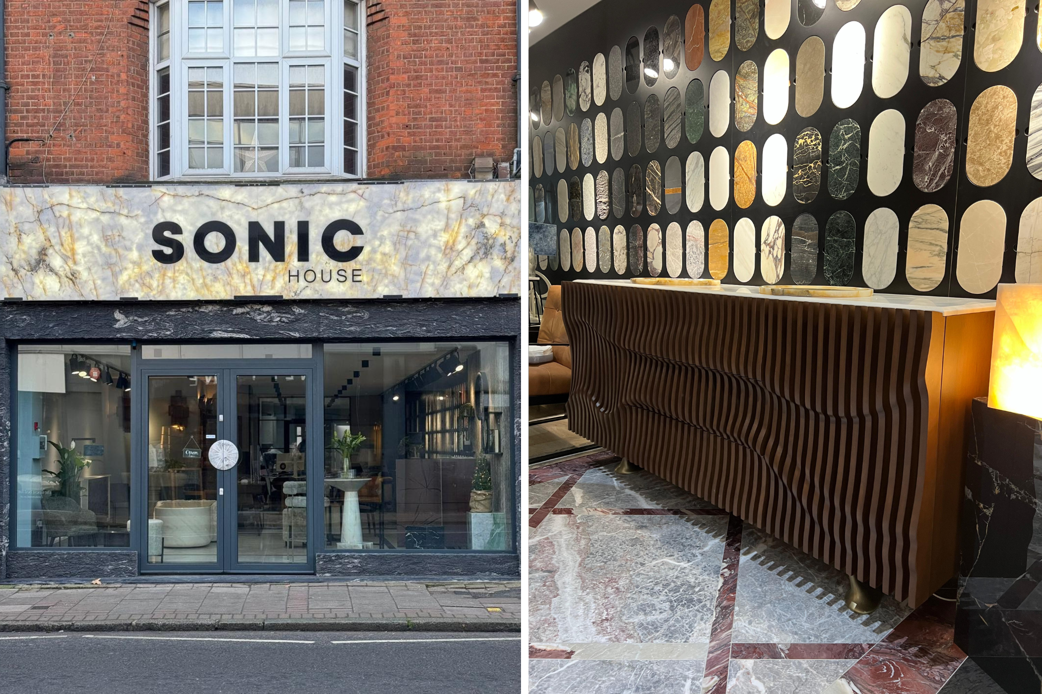 Lemnul masiv și piatra naturală, o poveste atemporală. Mobilierul Nord Arin poate fi vizionat în showroom-ul Sonic House din Weybridge, Marea Britanie