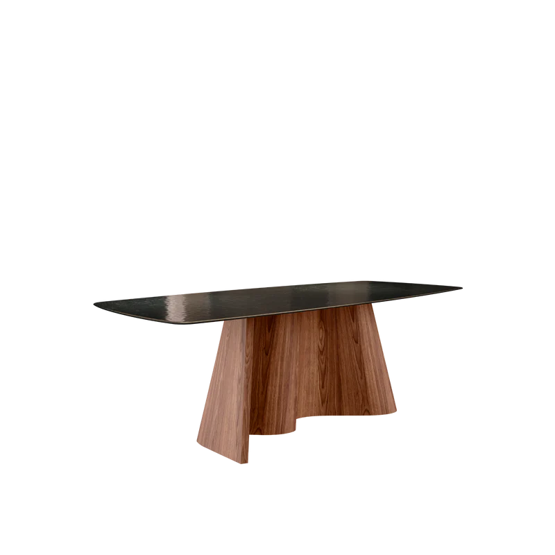 CORTINA masă de dining, nuc american, blat sticlă