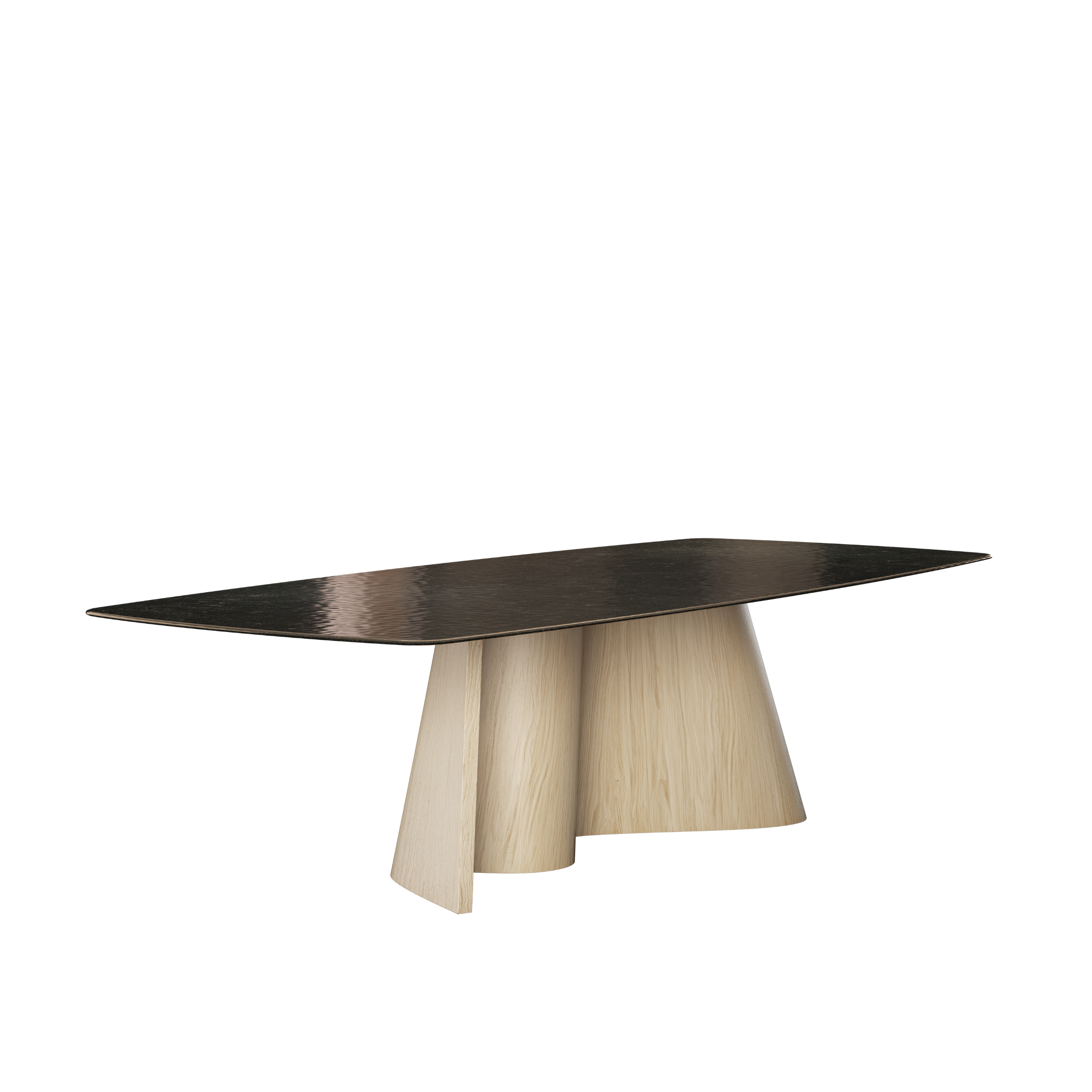 CORTINA masă de dining, stejar, blat sticlă