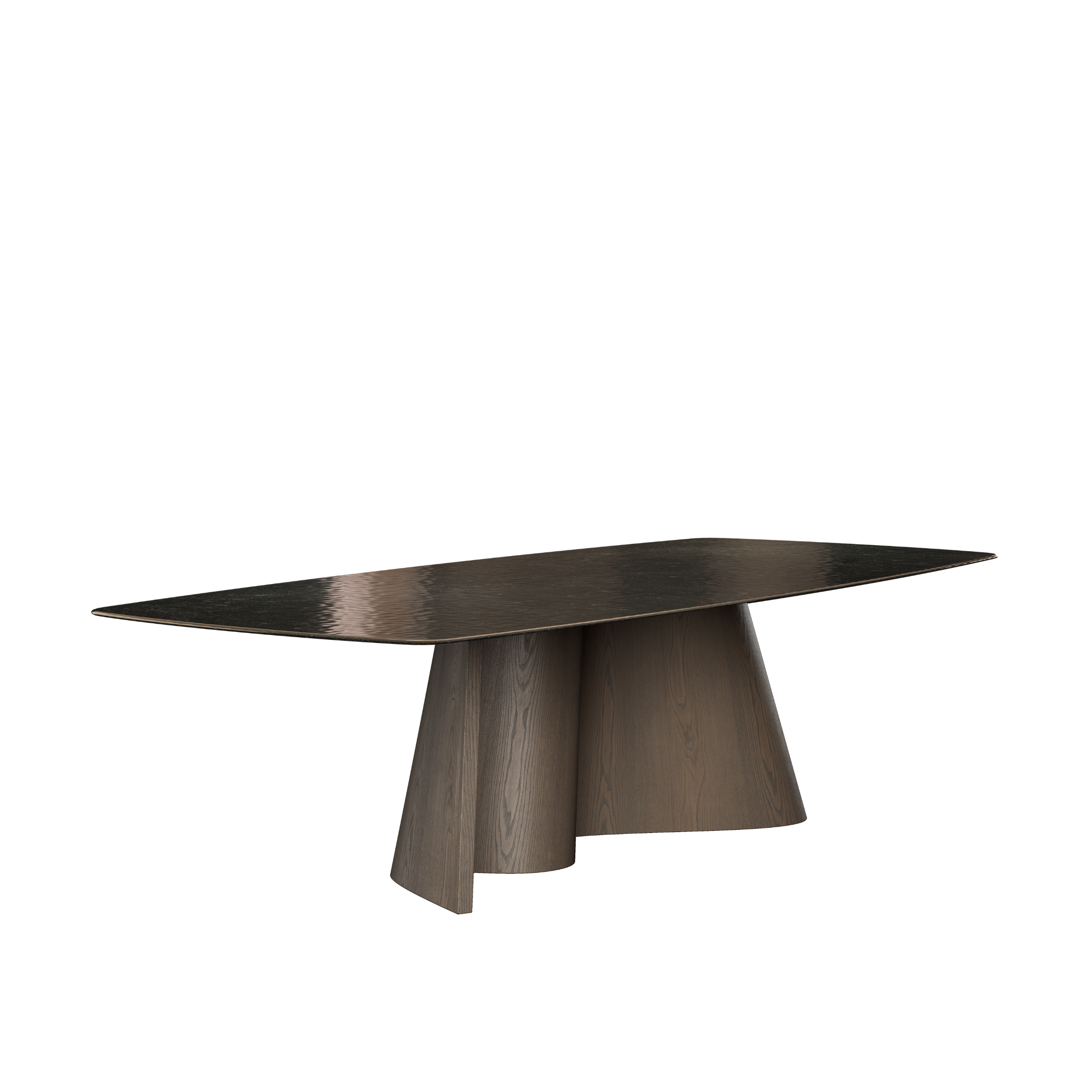 CORTINA masă de dining, stejar, blat sticlă