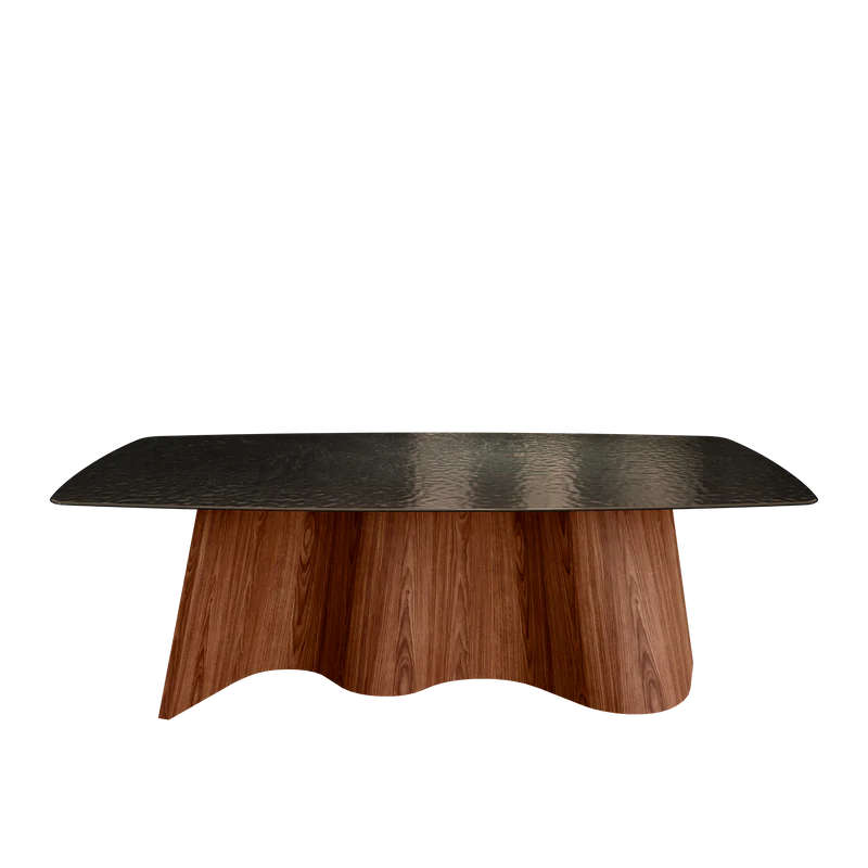 CORTINA masă de dining, nuc american, blat sticlă