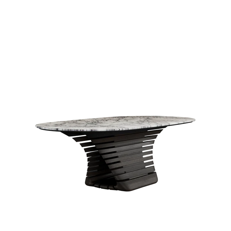 EVE masă de dining, stejar, blat quartz