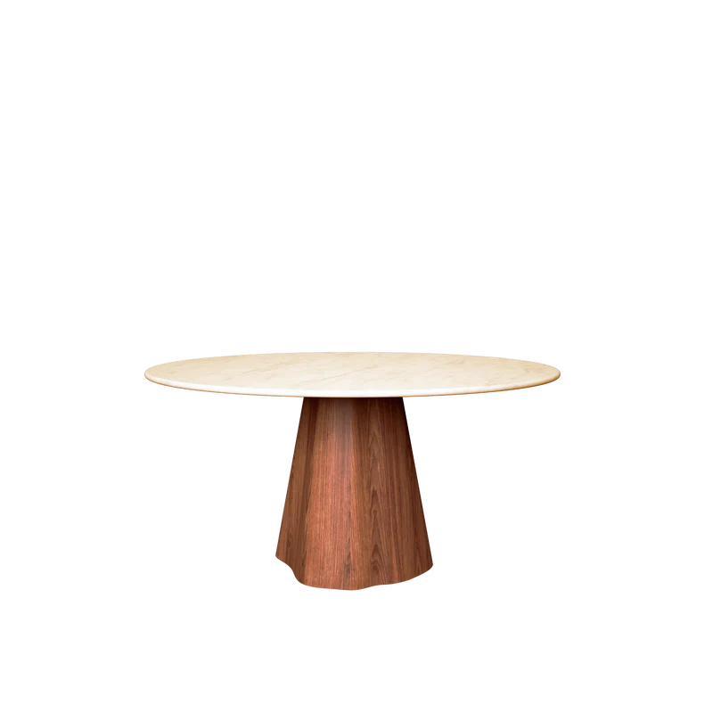 MARILYN masă de dining rotundă, nuc american, blat ceramică