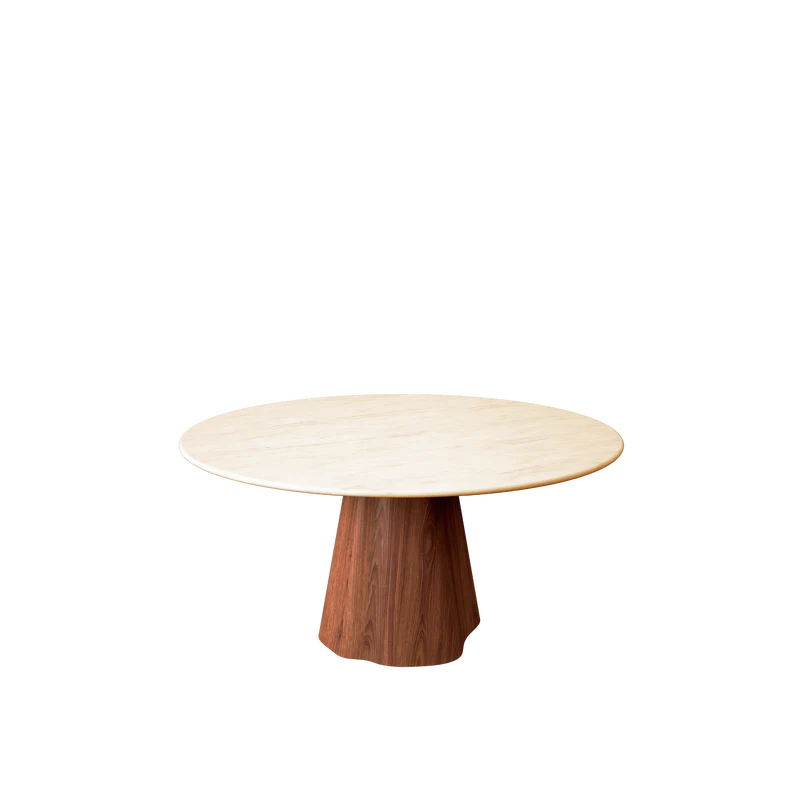 MARILYN masă de dining rotundă, nuc american, blat ceramică