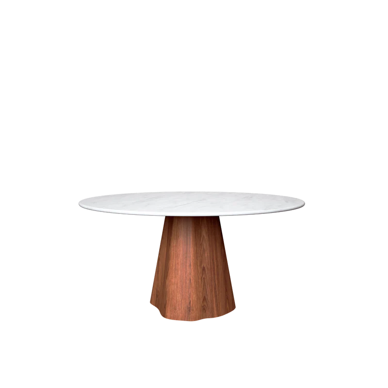 MARILYN masă de dining rotundă, nuc american, blat ceramică