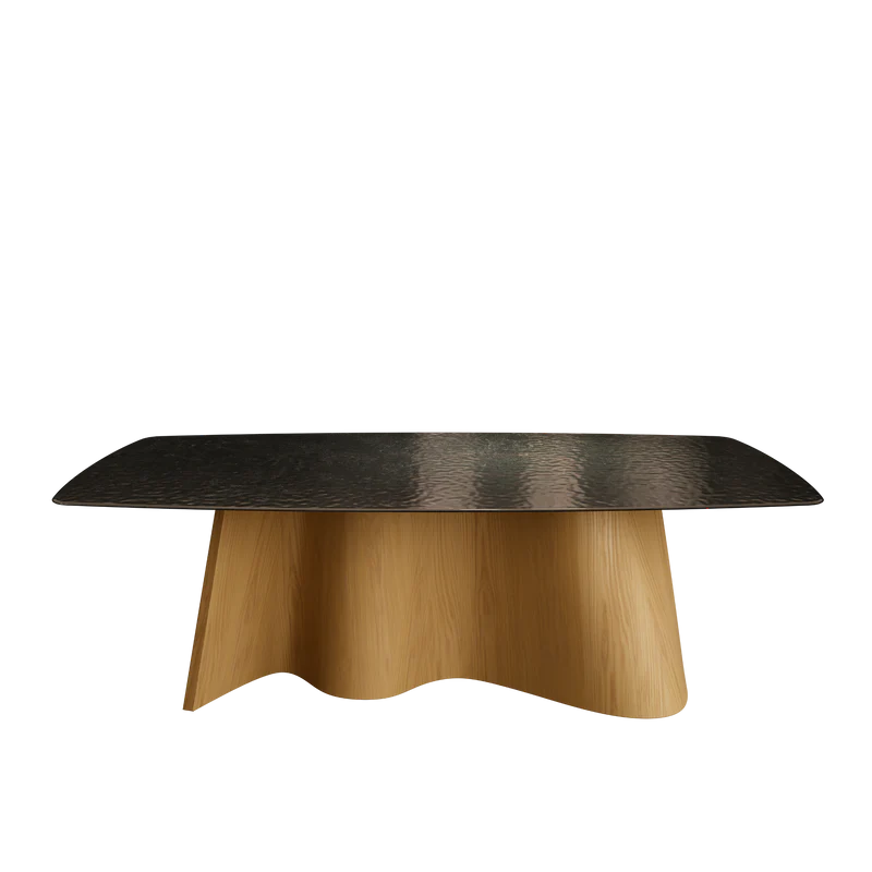 CORTINA masă de dining, stejar, blat sticlă