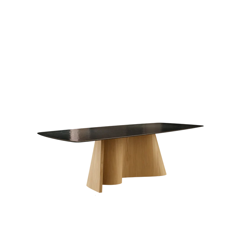 CORTINA masă de dining, stejar, blat sticlă