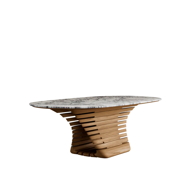 EVE masă de dining, stejar, blat quartz