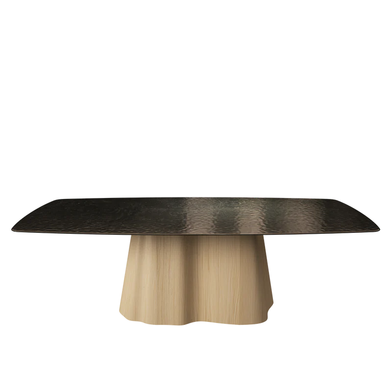 MARILYN masă de dining, stejar, blat sticlă