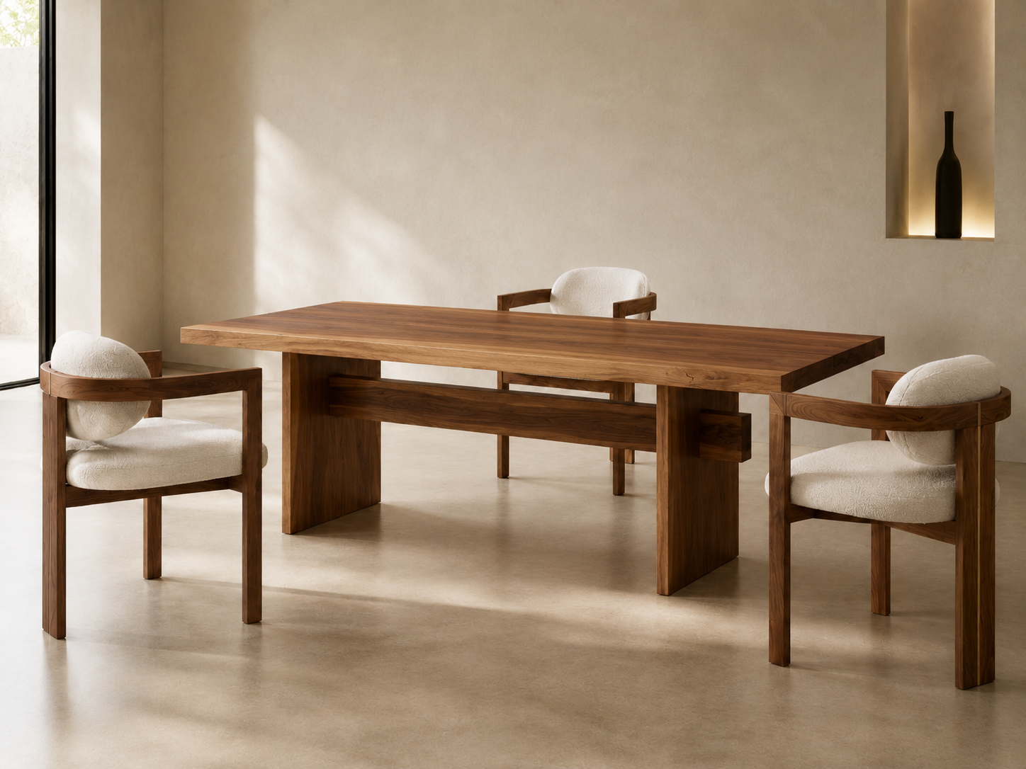 BEAMS masă de dining, nuc american